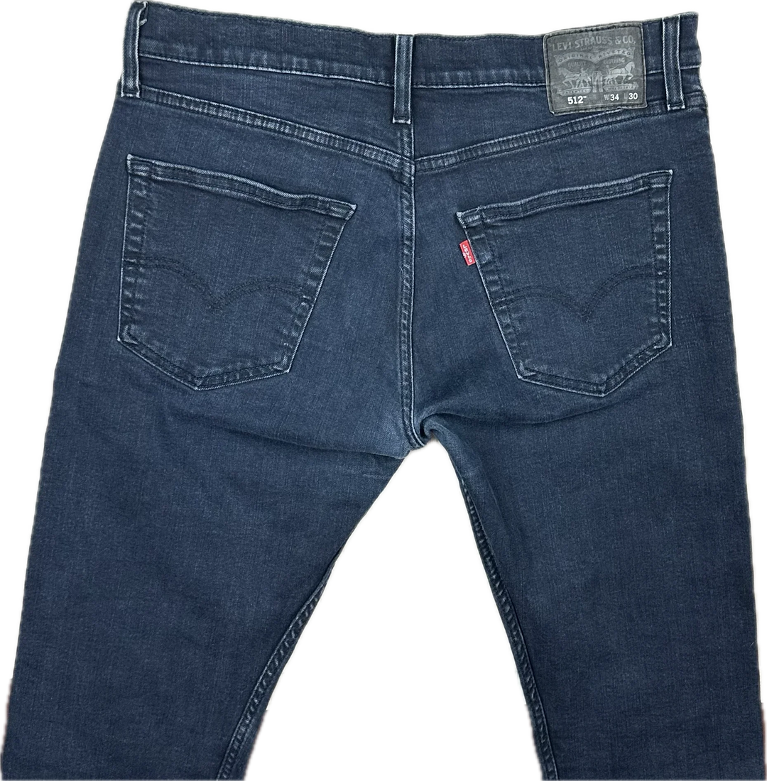 Levis 512 Dark Navy Tapered Mens Jeans - Size 34S