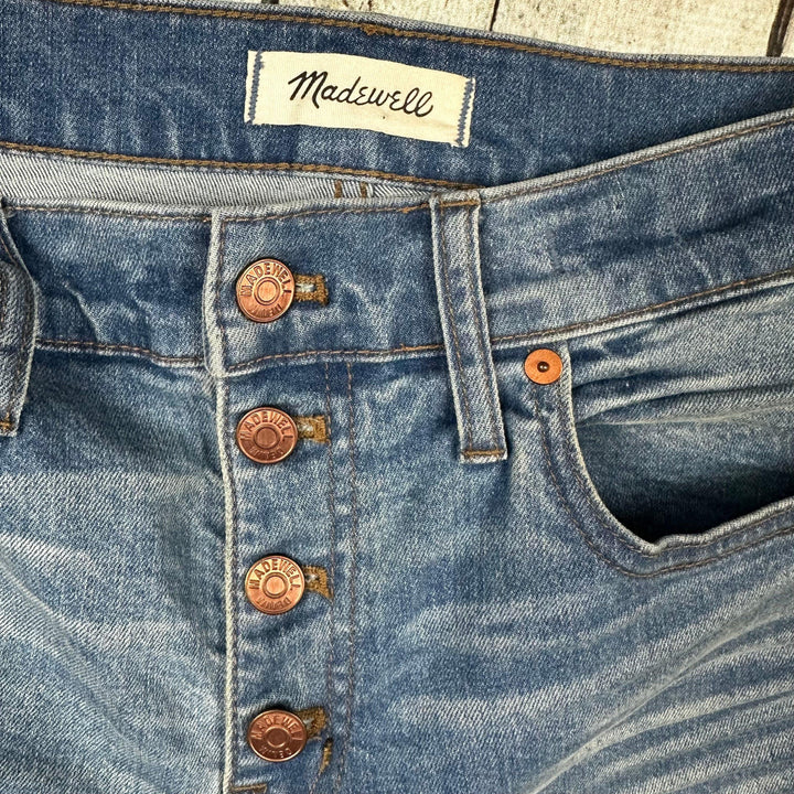 Madewell High Rise Exposed Button Denim Shorts - Size 27 - Jean Pool