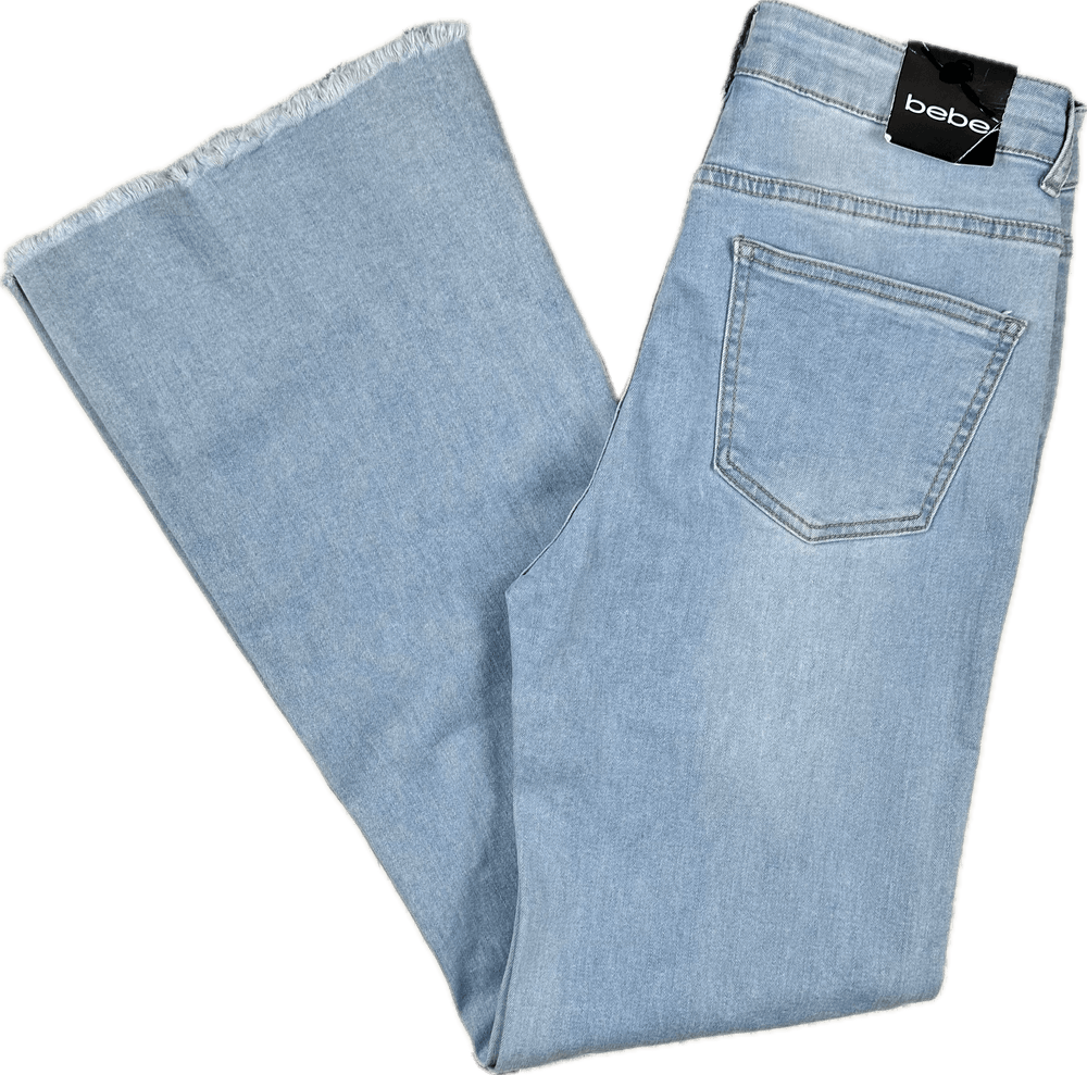 NWT- Bebe Womens Flare Leg Crystal Hem Jeans -Size 30 - Jean Pool