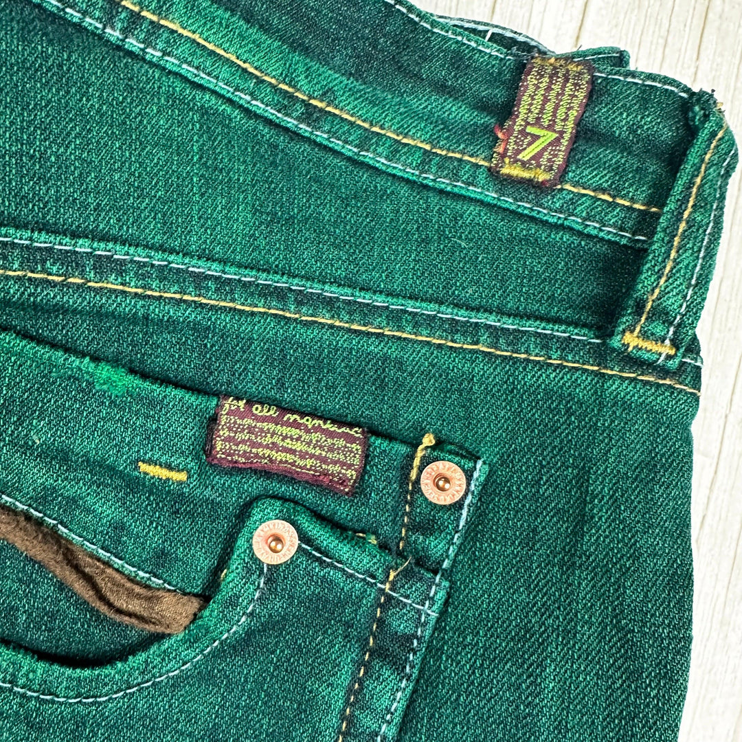 7 for all Mankind Green Garment Dyed Low Rise Y2K Jeans -Size 29 - Jean Pool