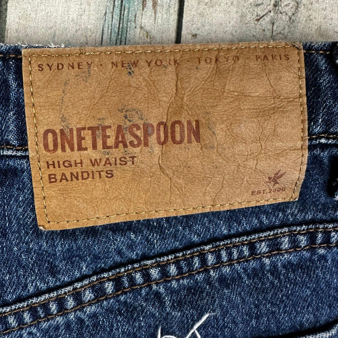 One Teaspoon 'High Waist Bandit' Destroyed Denim Shorts - Size 27 - Jean Pool