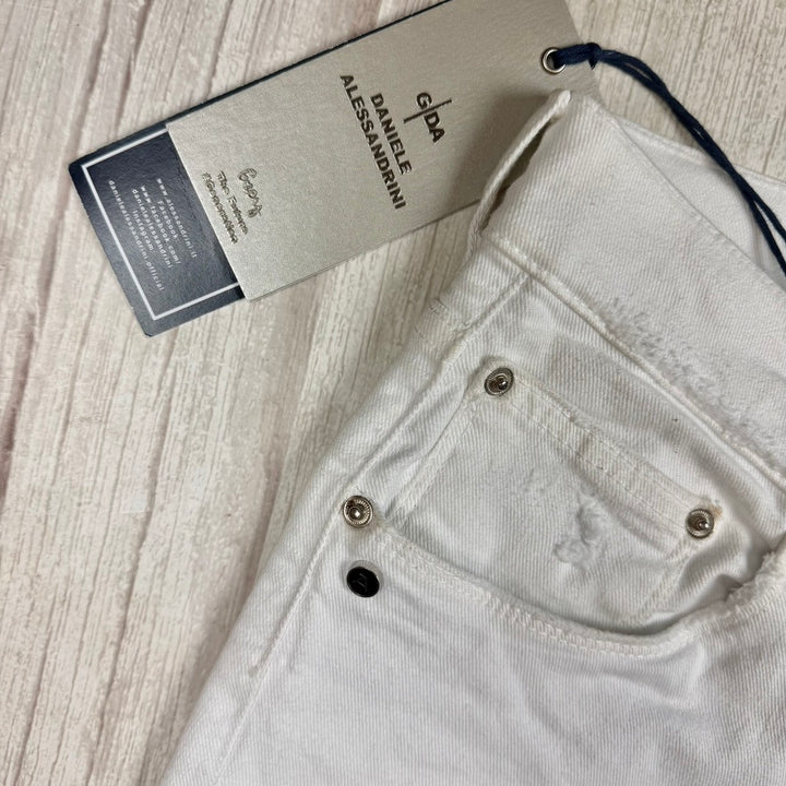 NWT -Daniele Alessandrini Italian 'Grey' Distressed White Jeans - 31