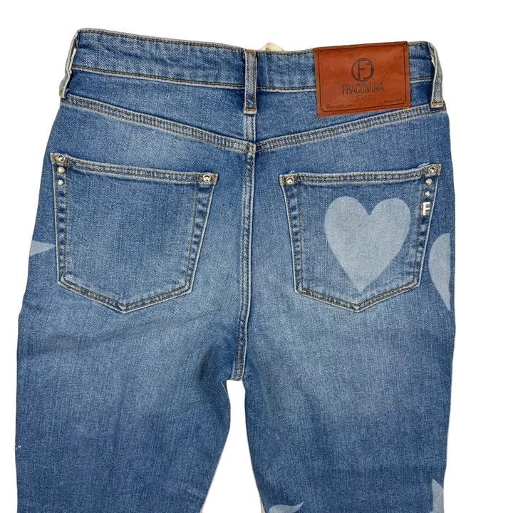 NWT - Francomina Jeans Italy 'Blue Love' Cropped Bootcut Jeans- Size 27