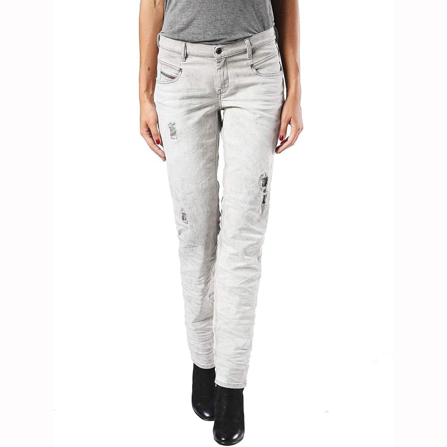 NWT - Diesel 'Belthy' Low Rise Slim Straight Grey Jeans Size - 26/32