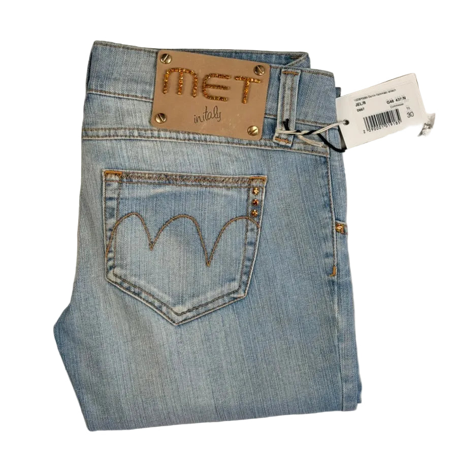 NWT- Italian MET Crystal Trim Low Rise Jeans- Size 30