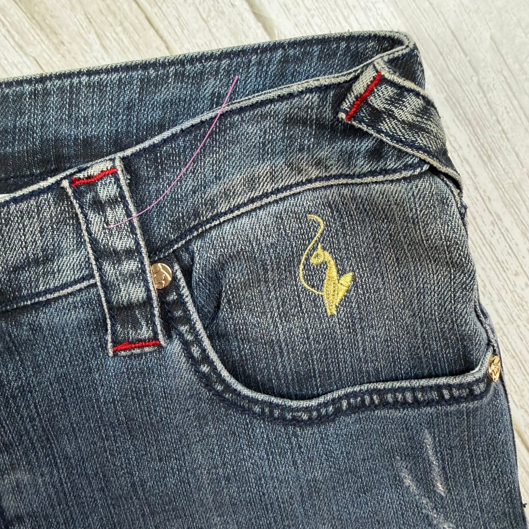NEW- Baby Phat Cuffed Distressed Denim Capri- US Size 14 or 16/18 AU