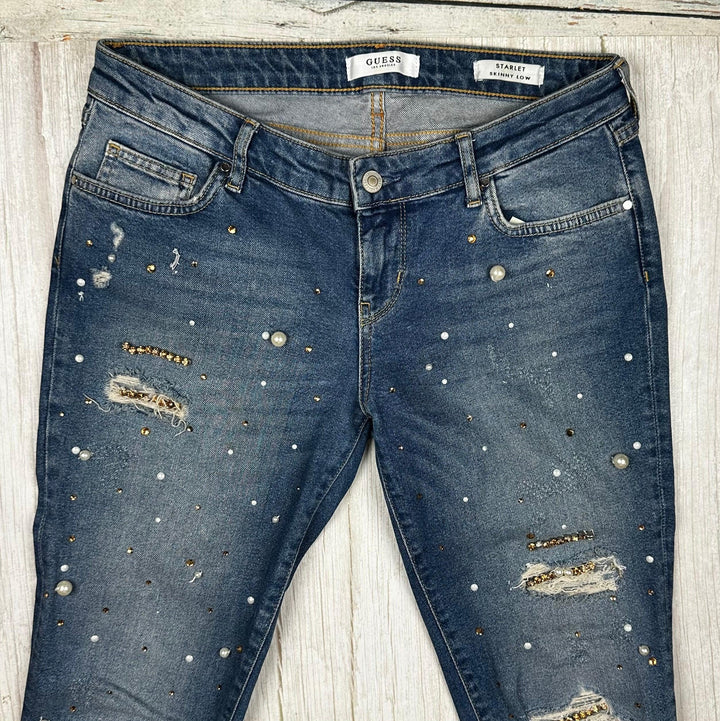 Guess 'Starlet' Skinny Low Crystal Embellished Jeans Size - 28