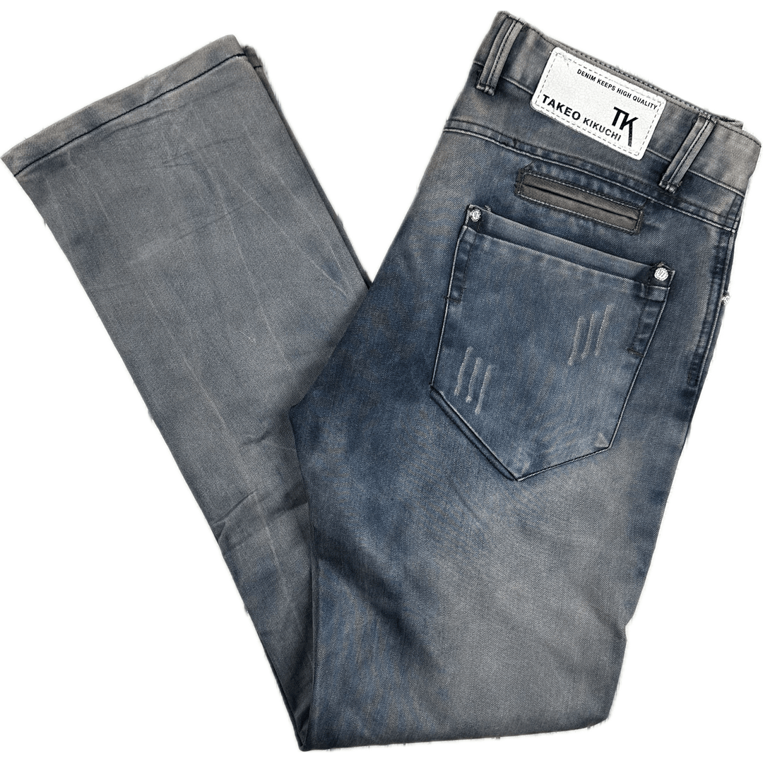 Takeshy Kurosawa Mens Distressed Straight Fit Jeans - Size 34 - Jean Pool