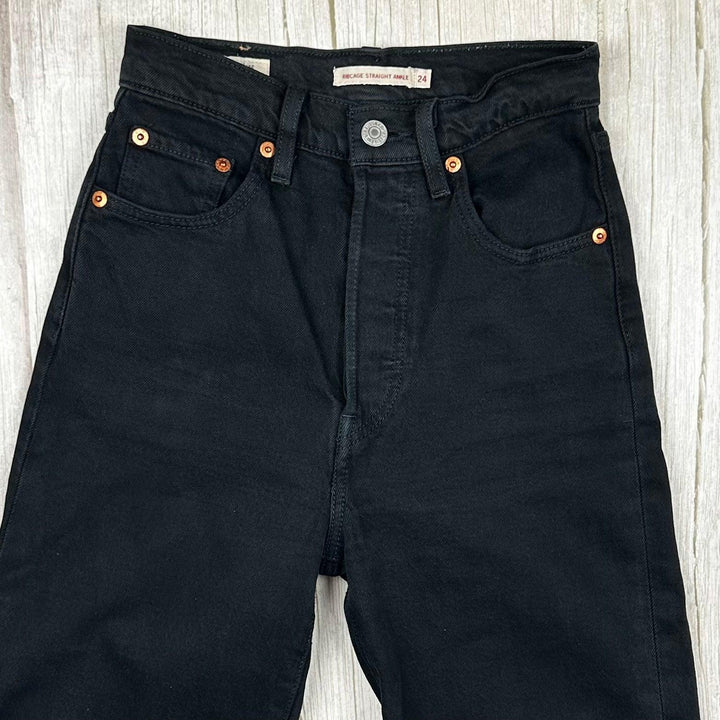Levis Ladies Black ‘Ribcage Straight Ankle’ Jeans  - Size 24