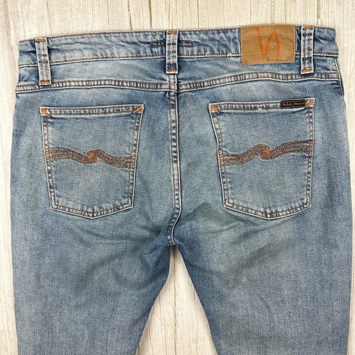 Nudie 'Skinny Lin' Light Blue Pwr Wash Denim Jeans- Size 33/32