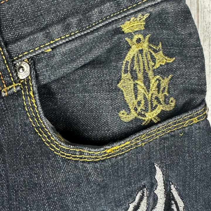 Christian Audigier Relaxed Logo Embroidered Tiger Jeans - Size 34