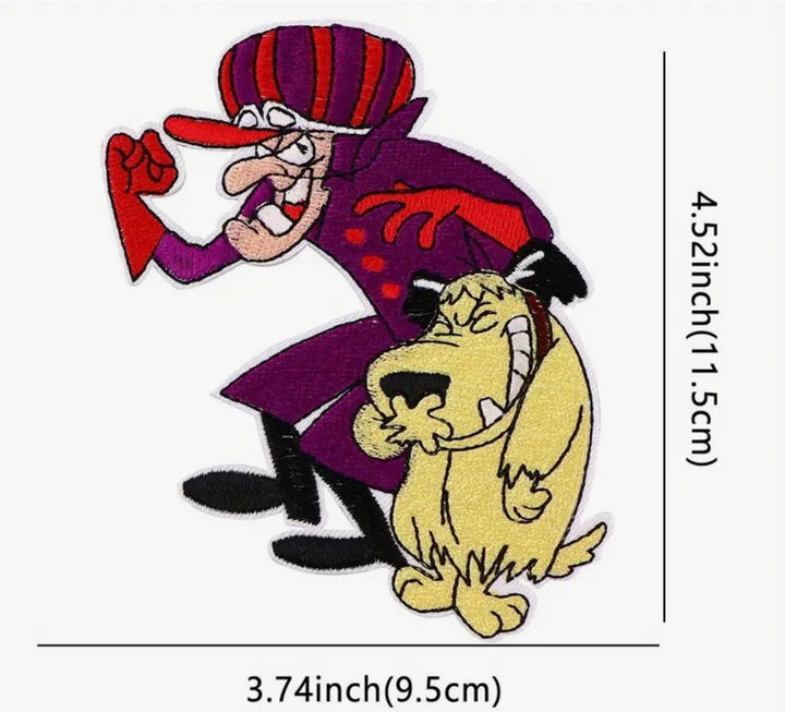 Wacky Races Dick Dastardly & Mutley-  Embroidered Iron On Patch