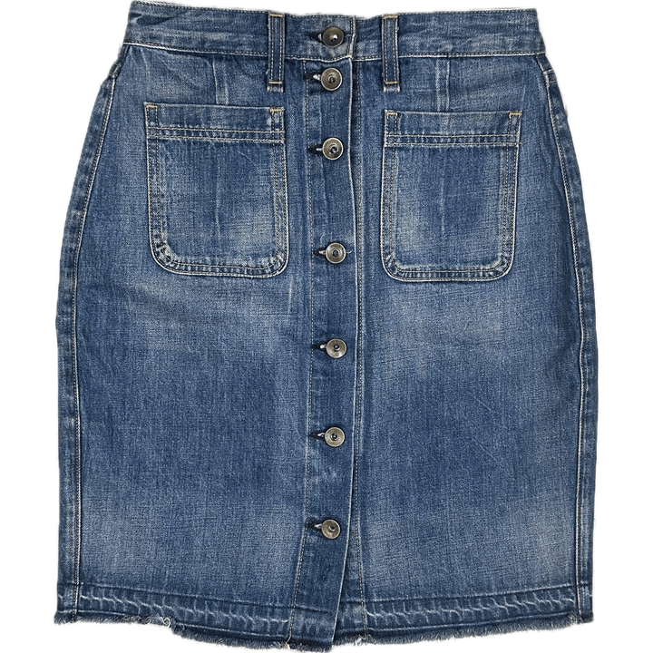 Rag & Bone Exposed Button Denim Pencil Skirt - Size 26 - Jean Pool