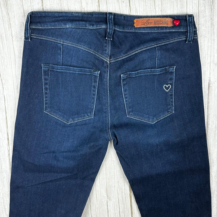 Love Moschino Blue Skinny Logo Jeans - Size 25 - Jean Pool