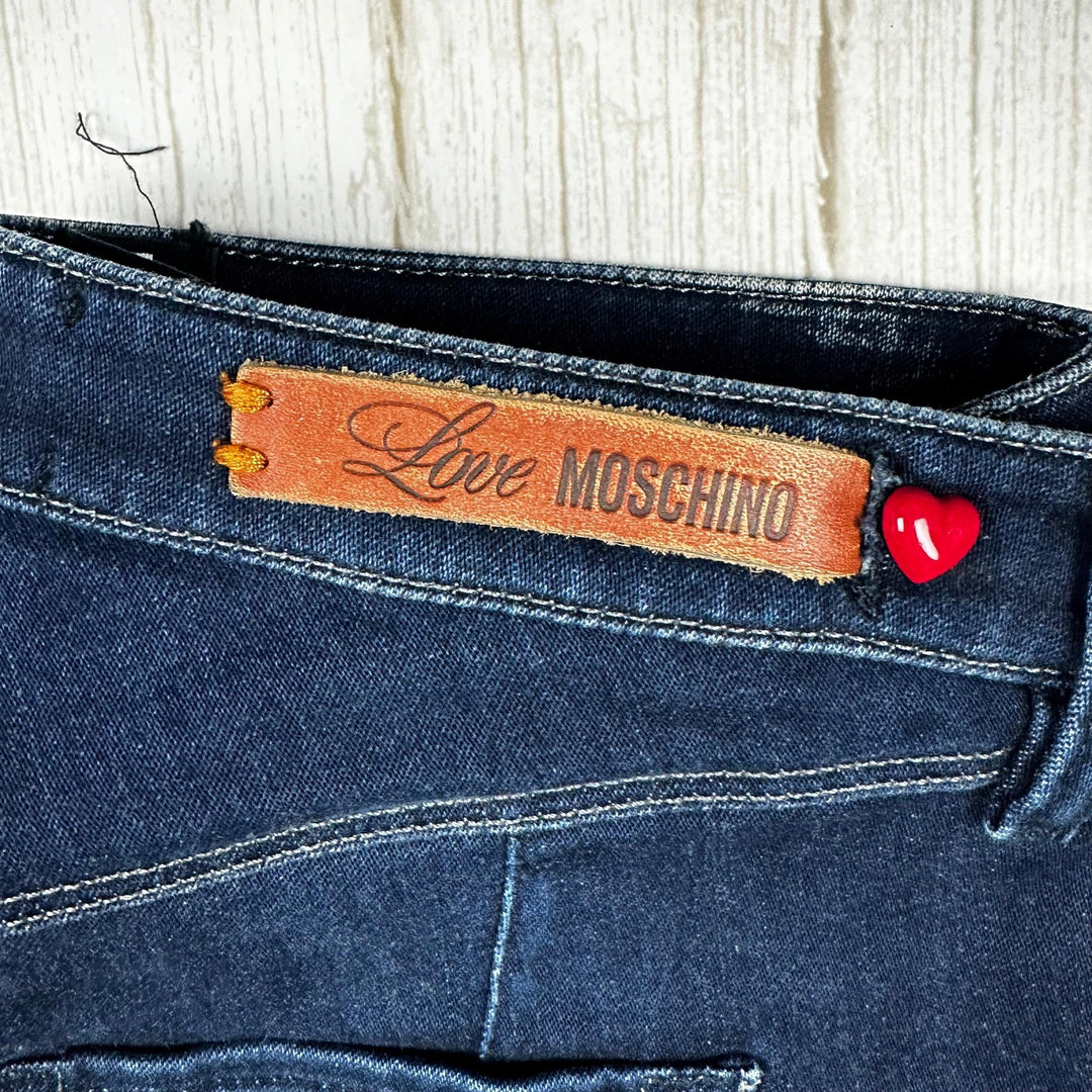 Love Moschino Blue Skinny Logo Jeans - Size 25 - Jean Pool