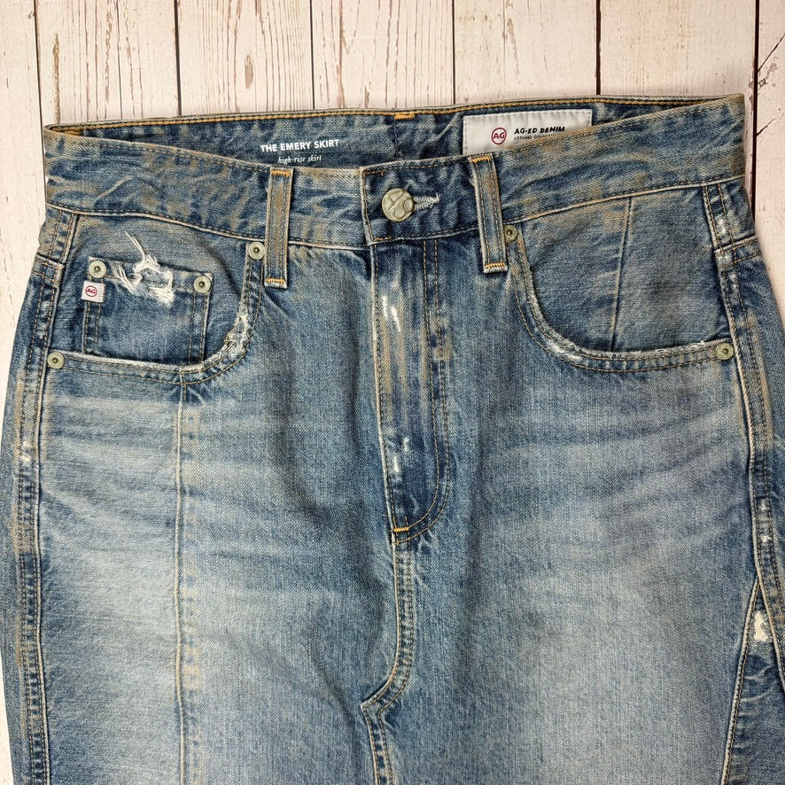 AG Adriano Goldschmied Distressed 'The Emery' Denim Skirt - Size 28