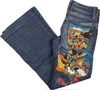 Red Pepper Japan Y2K Embroidered  Ladies Low Rise Boot Jeans - XS
