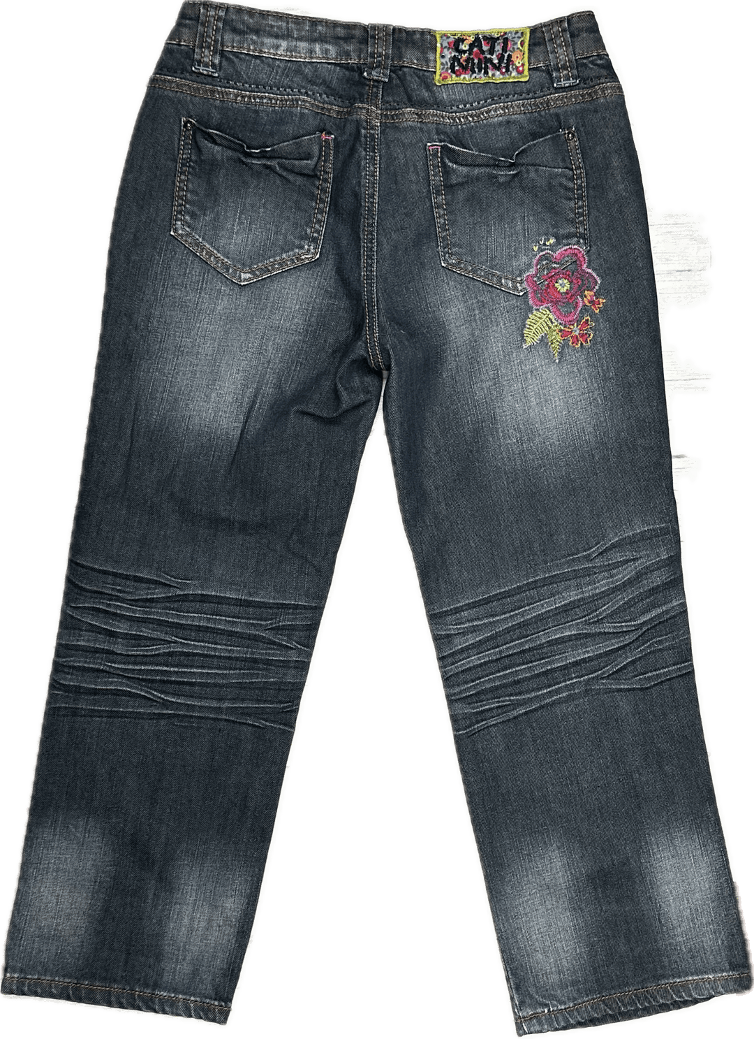 NWT- Catimini Girls Embroidered Crop Jeans - Size 14Y