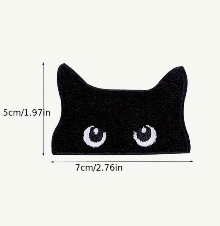 Peeking Black Cat- Embroidered Cloth Patch