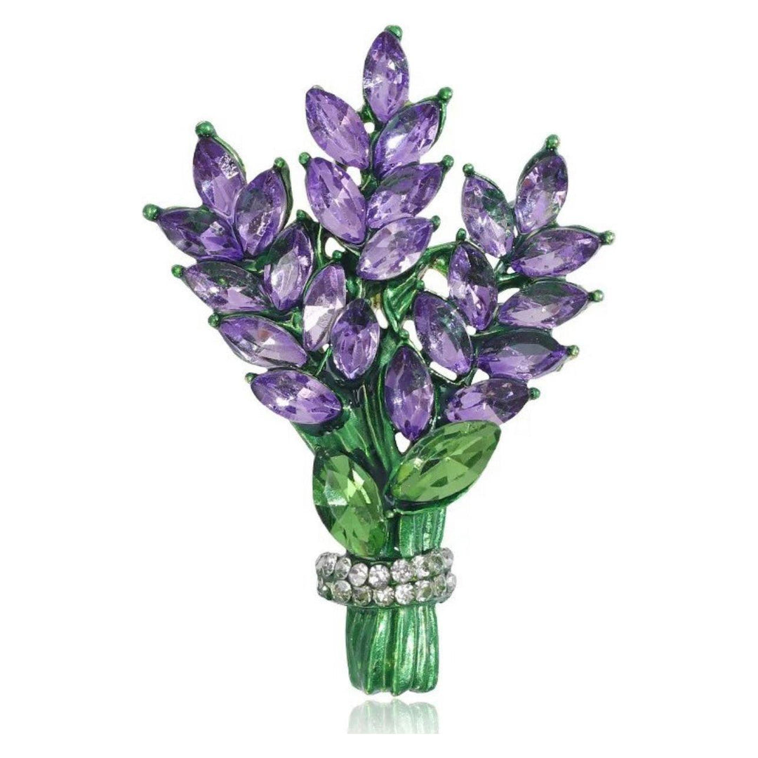 Lavender Spray Jewelled Brooch - Jean Pool