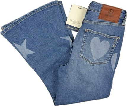 NWT - Francomina Jeans Italy 'Blue Love' Cropped Bootcut Jeans- Size 27