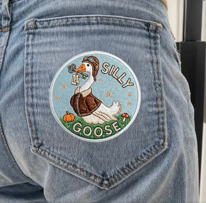 Silly Goose -  Embroidered Iron On Patch