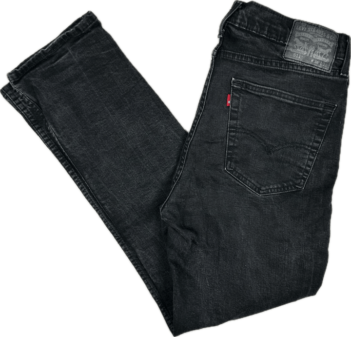 Levis 511 Slim Stretch Black Denim Jeans  - Size 36/32