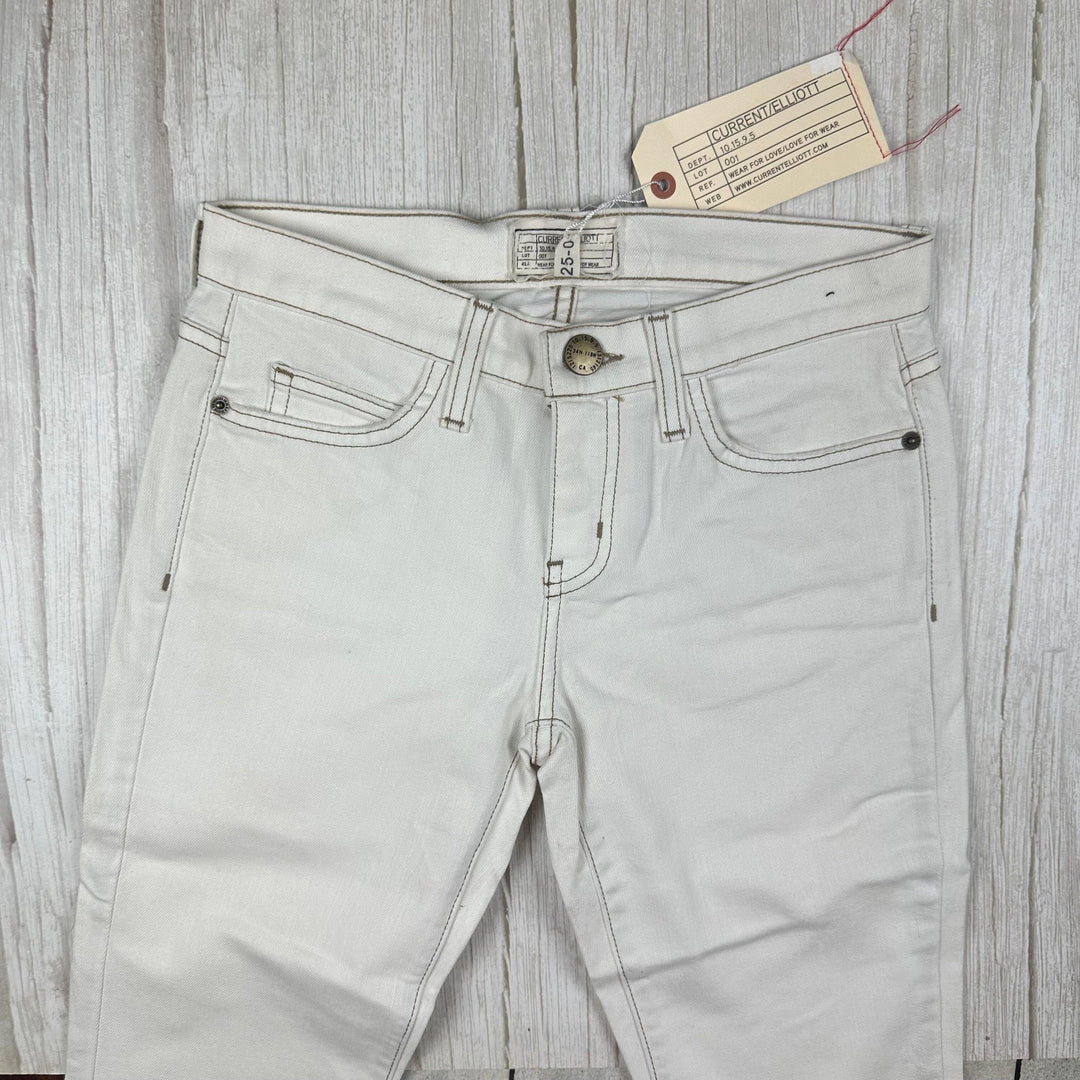 NWT- Current/Elliot 'The Ankle Skinny ' Sandy White Jeans- Size 25 - Jean Pool