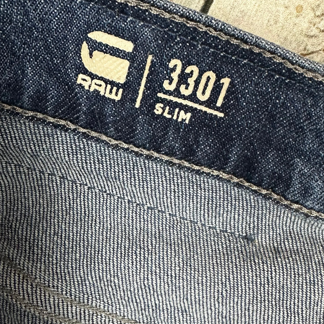 G Star Raw Mens '3301 Slim' Jeans -Size 36/32 - Jean Pool