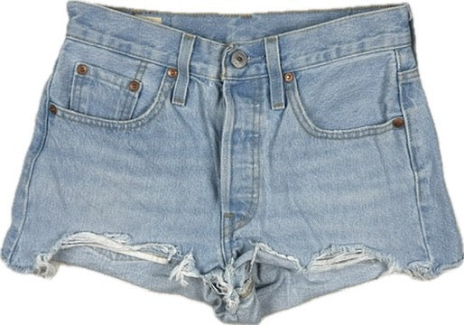 Levis 501 Ladies Distressed Denim Shorts - Size 24