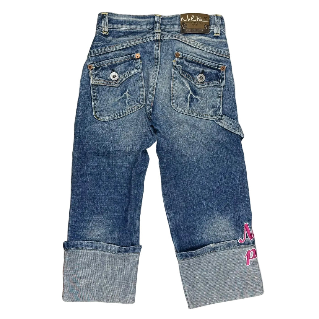 Nolita Pocket Italian Y2K Denim Logo Capri Jeans- Size 8Y