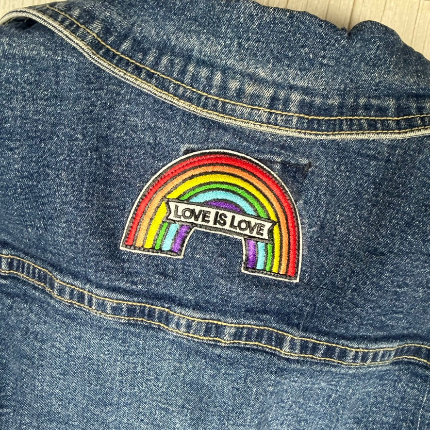 "Love is Love" Patch Denim Jacket - Size S