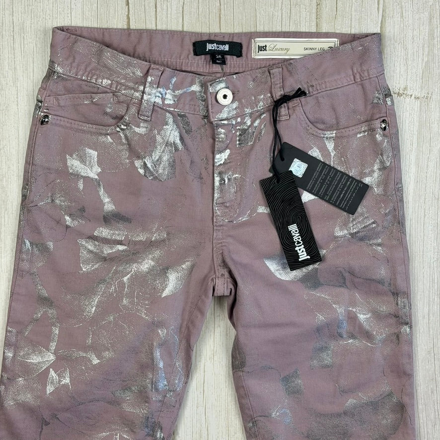 NWT- Just Cavalli Italy Ladies Lavender/Silver Jeans - Size 26"