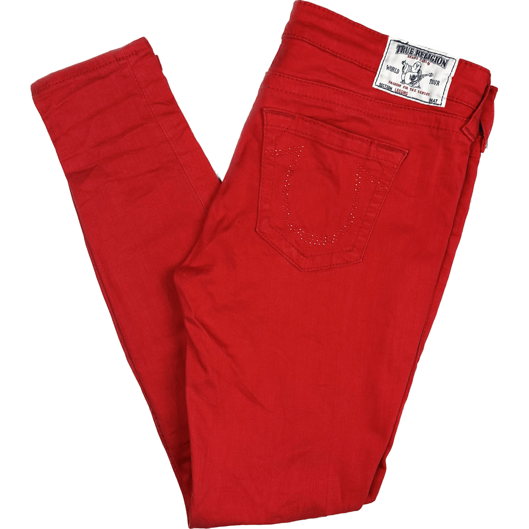 True Religion USA Made 'Legging' Red Skinny Jeans- Size 31 - Jean Pool
