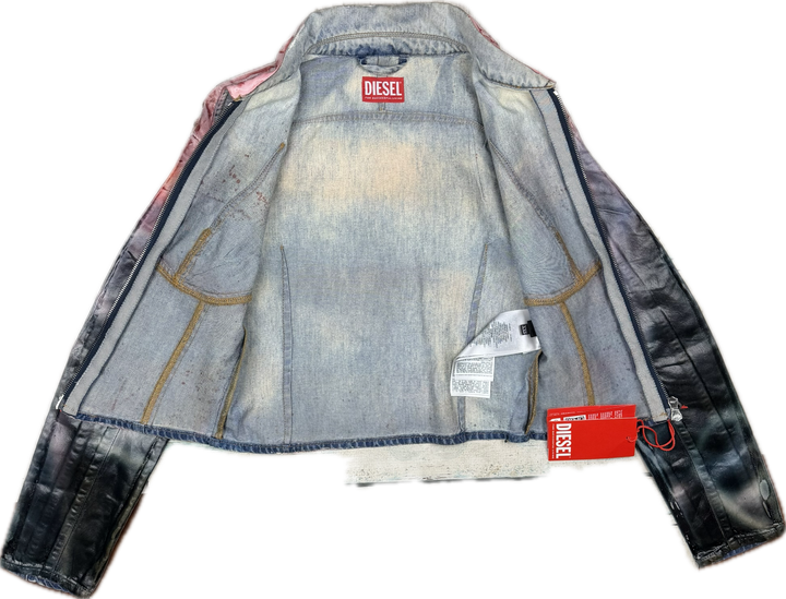 NWT -Diesel ‘De-Smily FSD’ Printed Denim Jacket - Size XXS