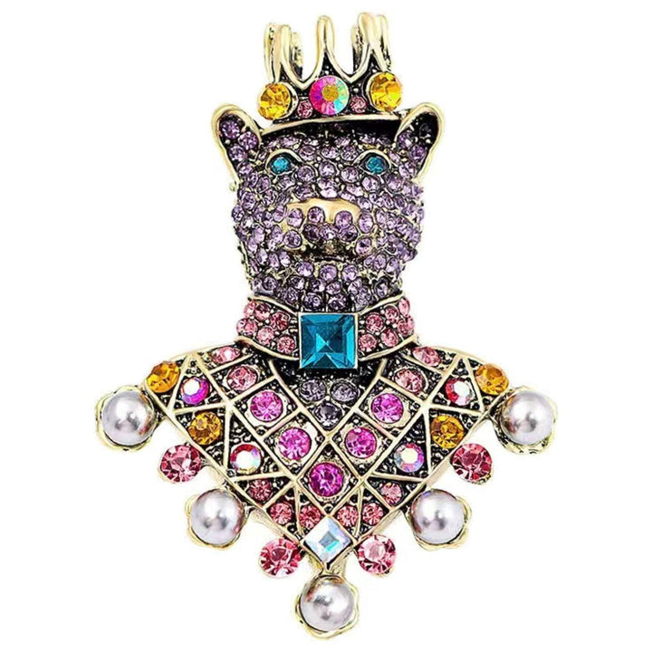 Jewelled Dressed Cat King Brooch - Jean Pool