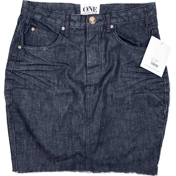 NWT-One X One Teaspoon '2020' Dip Hem Denim Skirt - Size 30 - Jean Pool