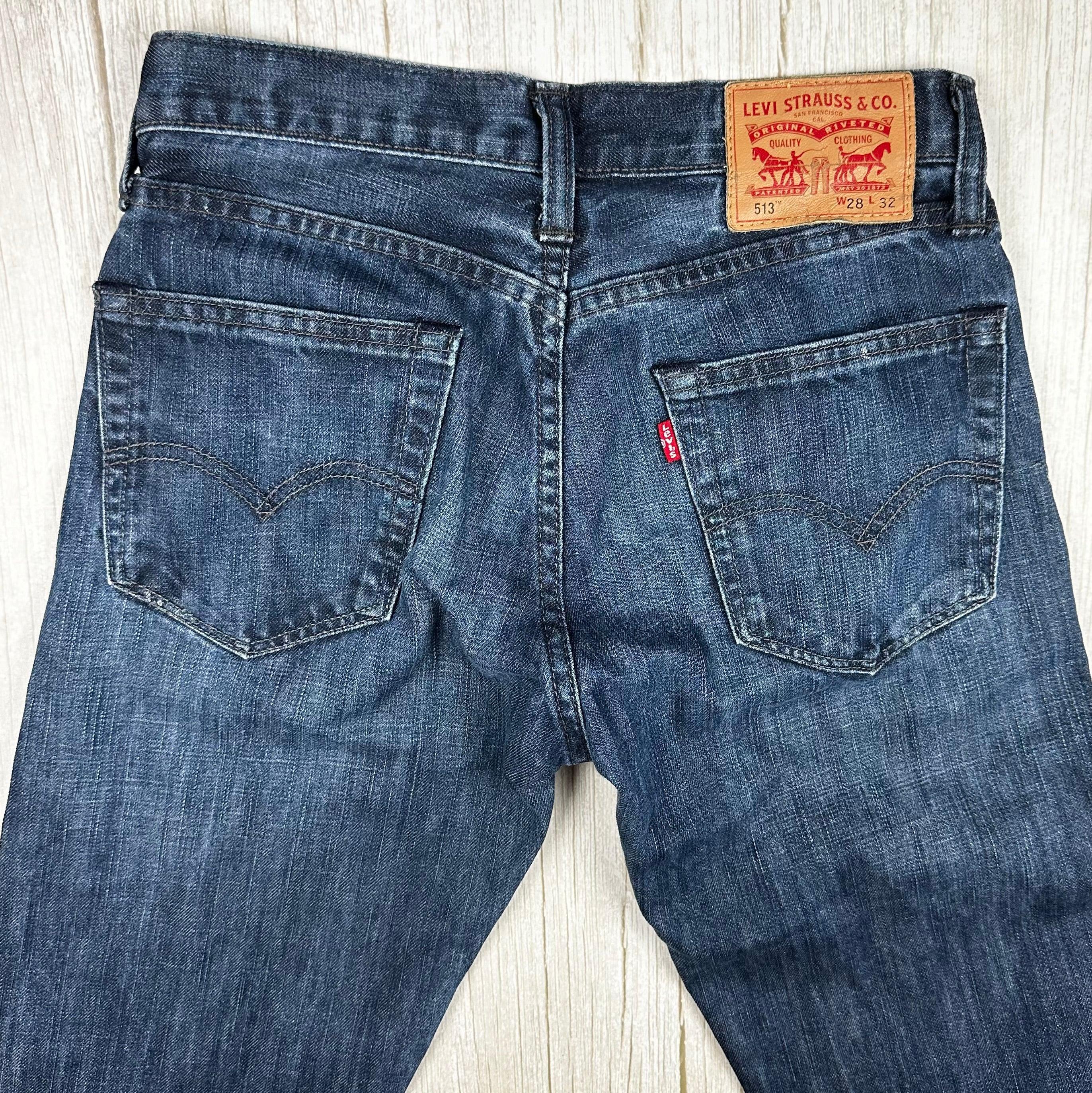 Levis Dark Wash 513 Mens Stretch Jeans Size 28 32 Jean Pool