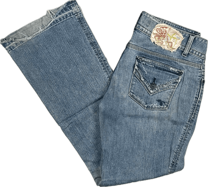 Guess Ladies Low Rise Wide Flare Jeans- Size 32 or 14AU