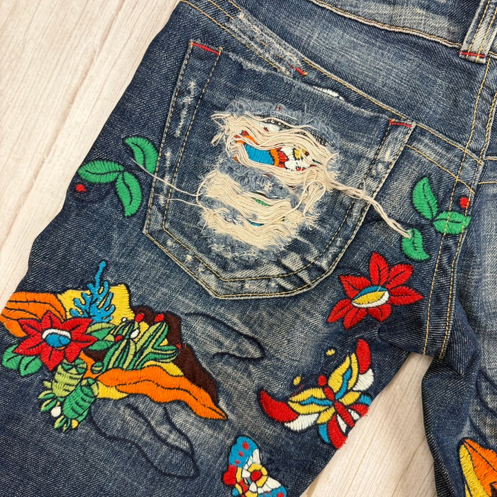 Red Pepper Japan Y2K Embroidered  Ladies Low Rise Boot Jeans - XS