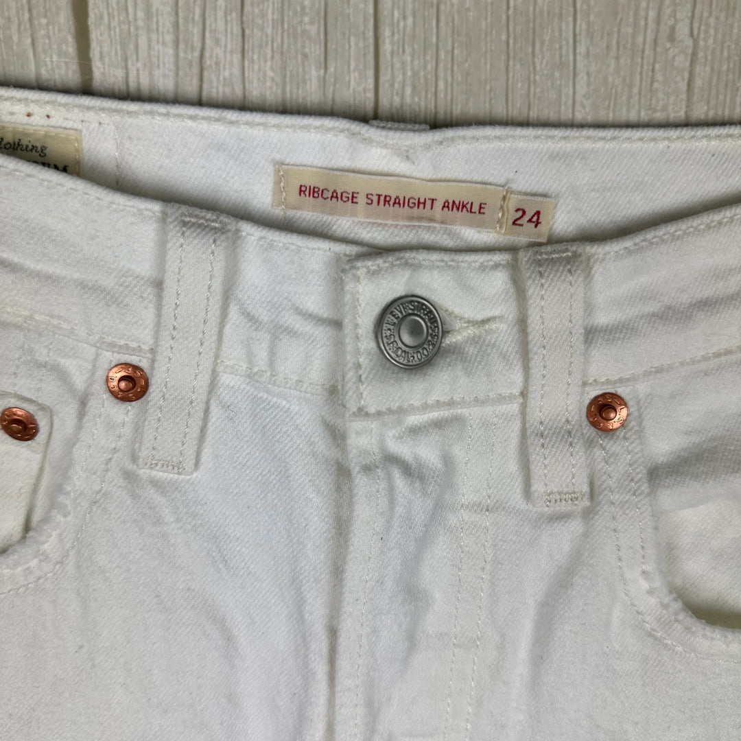 Levis Ladies ‘Ribcage Straight Ankle’ White Jeans  - Size 24