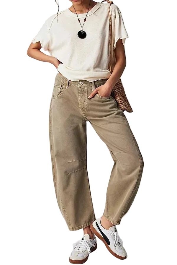 NWT- Free People 'Good Luck' Mid Rise Barrel Jeans - Size 27L