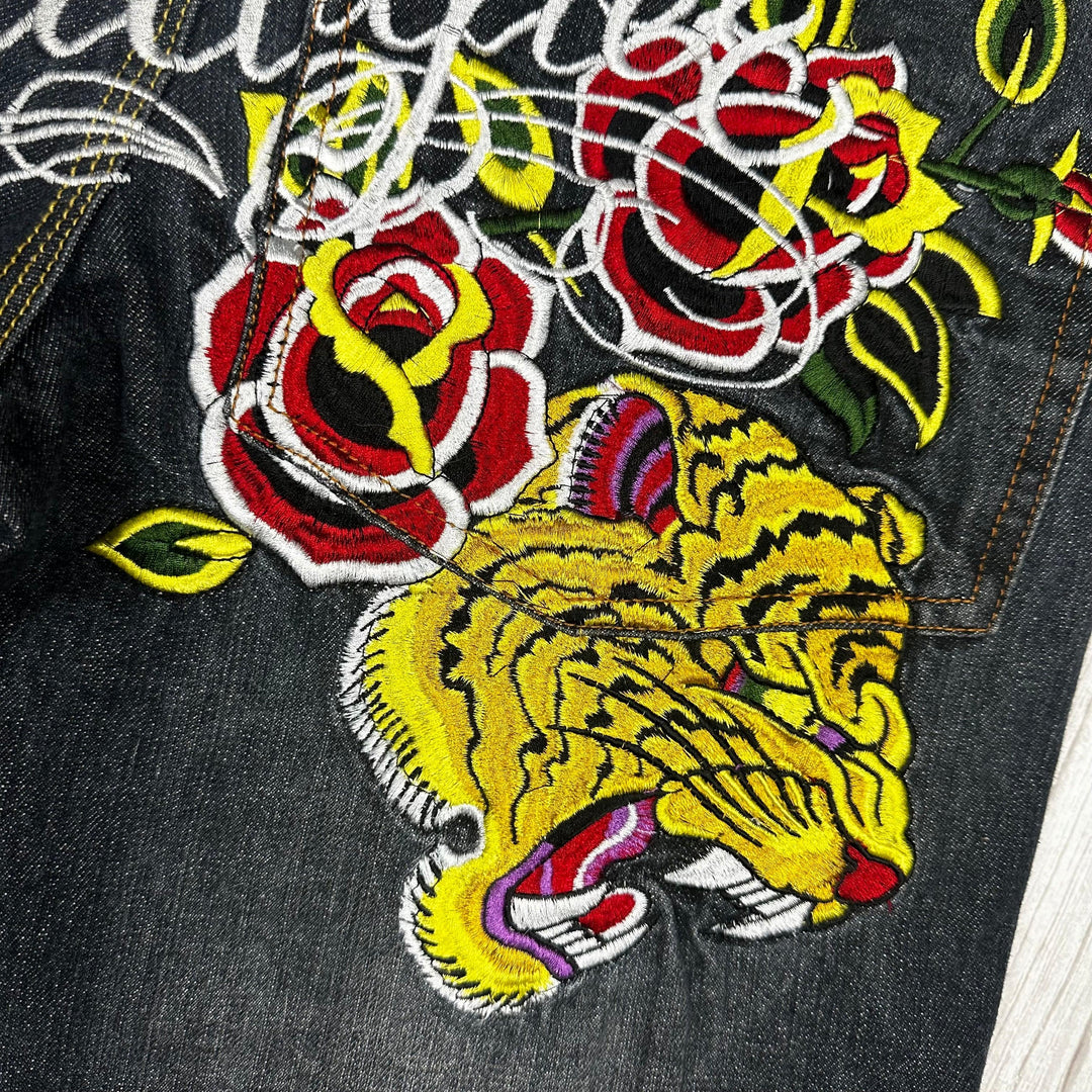 Christian Audigier Relaxed Logo Embroidered Tiger Jeans - Size 34