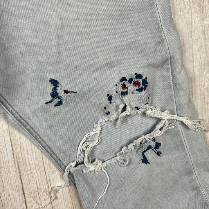 Lee Riders Light Ripped Embroidered 'Girlfriend Jean' - Size 14