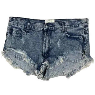 One Teaspoon Ladies Fray Hem Destroyed Denim Shorts - Size 28