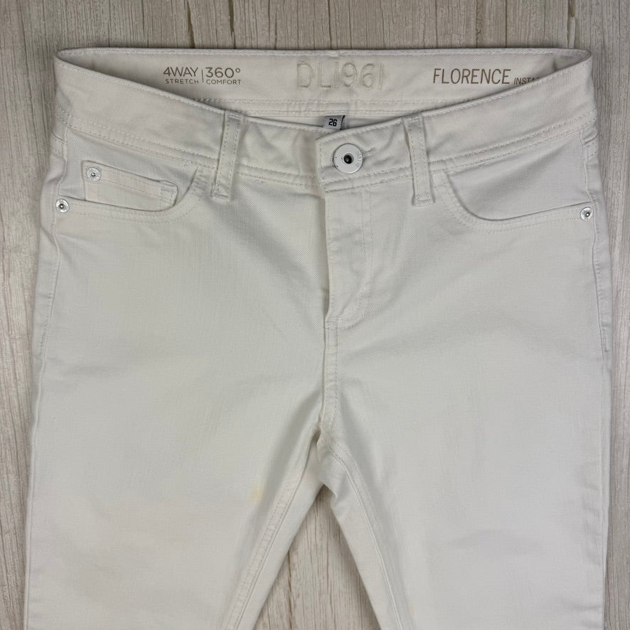 DL1961 'Florence' 360 Comfort Mid Rise Slim Fit White Jeans -Size 26"