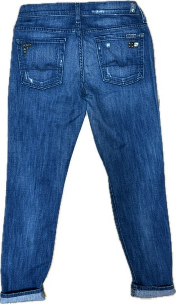 7 for all Mankind 'Josefina' Ladies Studded Boyfriend Jeans Size- 26 or 8AU
