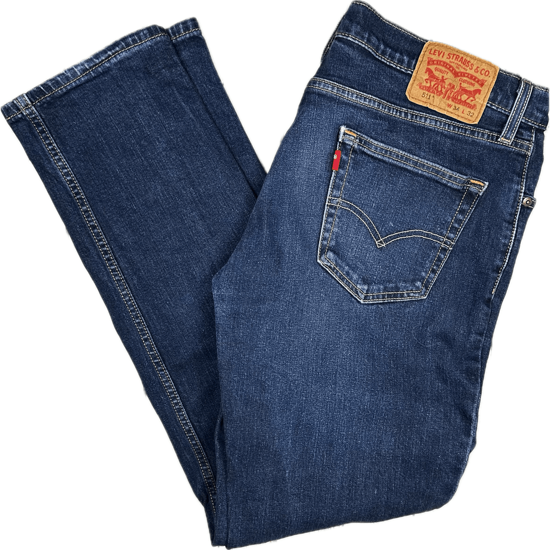 Levis Slim Straight 511 Men's Denim Jeans - Size 34/32 - Jean Pool