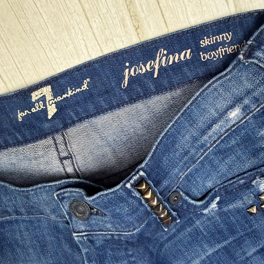 7 for all Mankind 'Josefina' Ladies Studded Boyfriend Jeans Size- 26 or 8AU