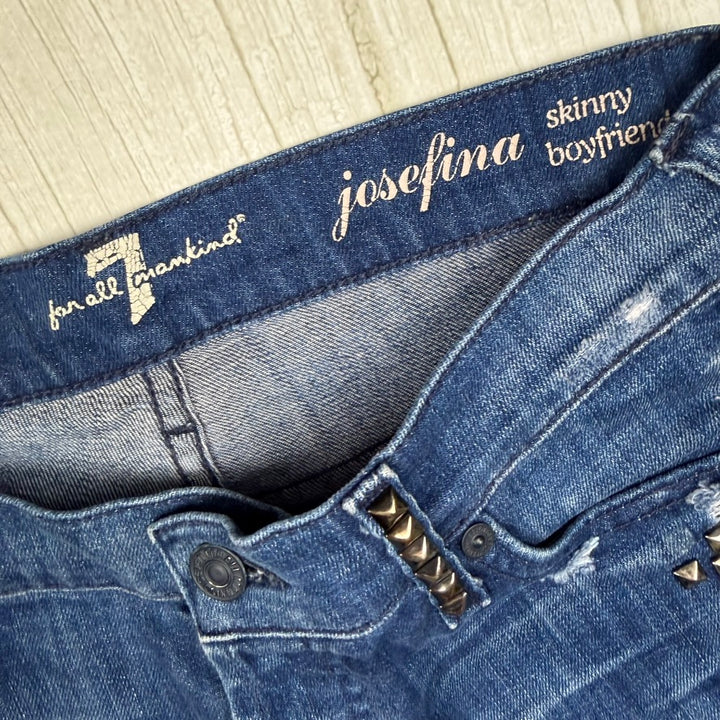 7 for all Mankind 'Josefina' Ladies Studded Boyfriend Jeans Size- 26 or 8AU